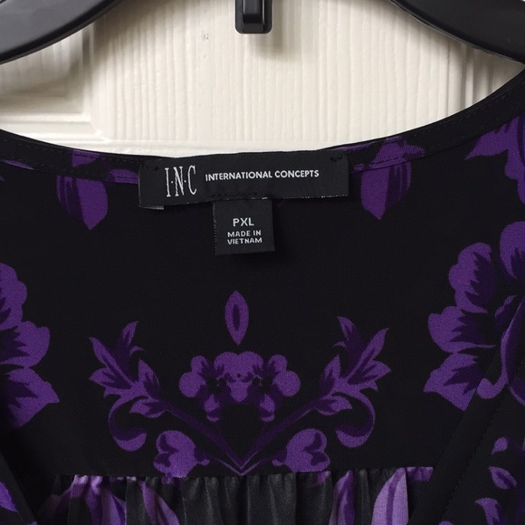INC sleeveless purple/black top - Picture 3 of 3